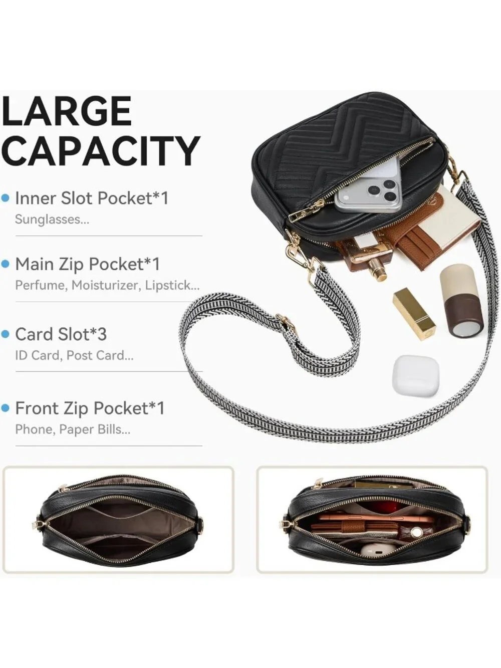 Women's Brown Leather Crossbody Purses Shoulder Handbags with Wide Strap